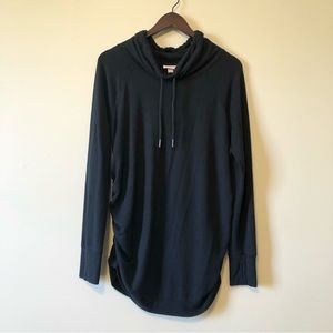 Isabel Maternity | Black Cowl Neck Maternity Sweatshirt with Drawstrings Medium
